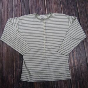 M.j.carroll T-Shirt Womens S Green Striped Tunic Long Sleeve Button Granny Core